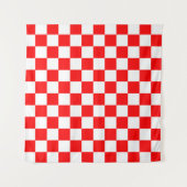 Rood wit geruit controlepatroon wandkleed (Voorkant (horizontaal))