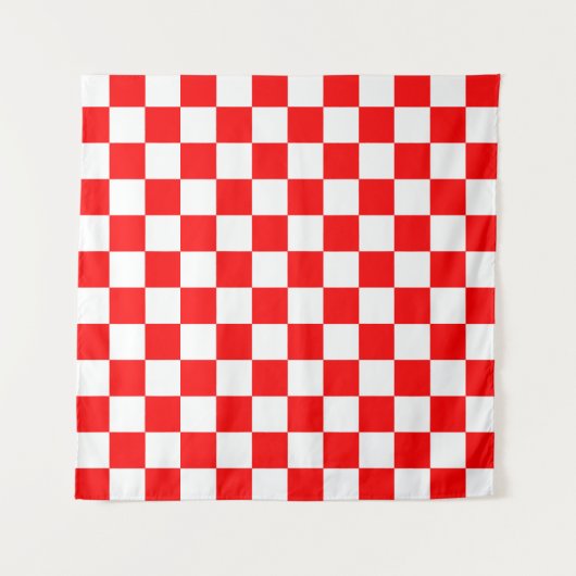 Rood wit geruit controlepatroon wandkleed (Voorkant)