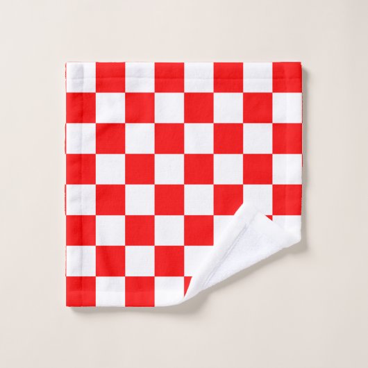 Rood wit geruit controlepatroon washandje (Wasdoekje)