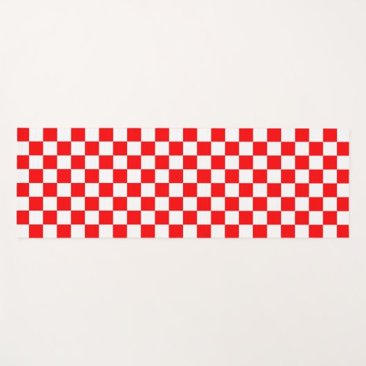 Rood wit geruit controlepatroon yogamat (Voorkant (horizontaal))