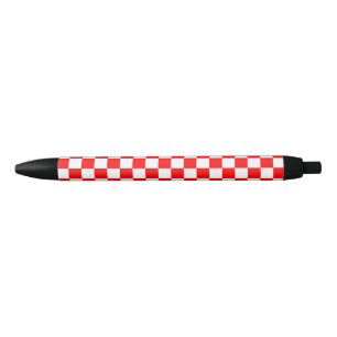 Rood wit geruit controlepatroon zwarte inkt pen