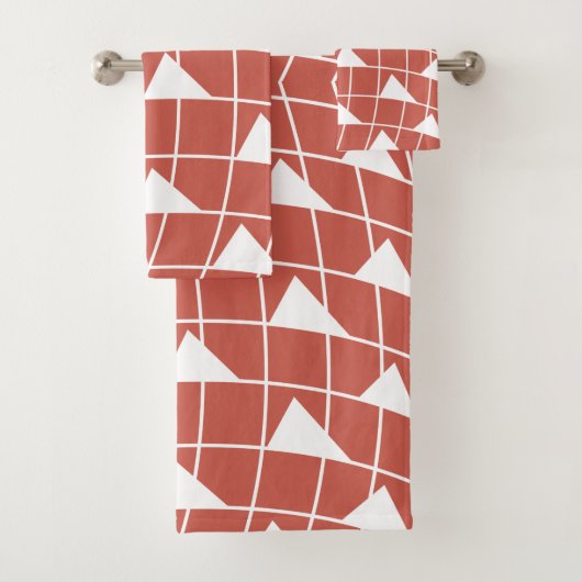 Rood Wit Geruit Driehoek Patroon Bad Handdoek (Insitu)