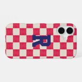 Rood-wit geruit iPhone 16 hoesje (Achterkant horizontaal)