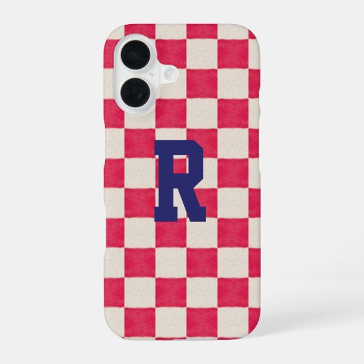 Rood-wit geruit iPhone 16 hoesje (Achterkant)