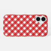 Rood-wit geruit iPhone 16 hoesje (Achterkant horizontaal)