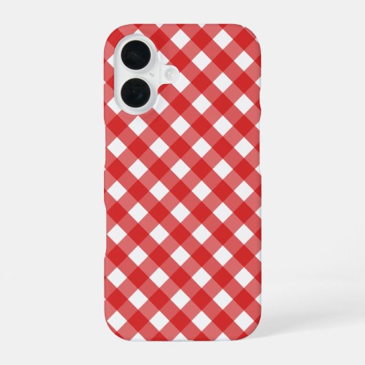 Rood-wit geruit iPhone 16 hoesje (Achterkant)