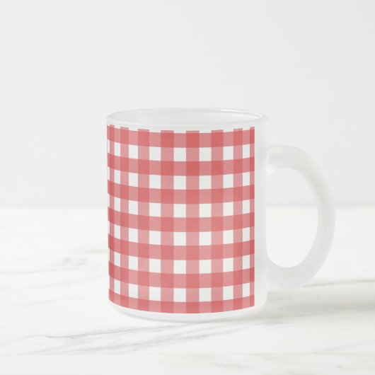 Rood-wit geruit matglas koffiemok (Rechts)