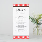 Rood Wit Geruit Patroon Aangepaste Menukaart (Staand voorkant)