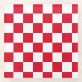 Rood-wit geruit patroon glazen onderzetter (Voorkant)