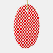 Rood & Wit Geruit Patroon Keramisch Ornament (Rechts)