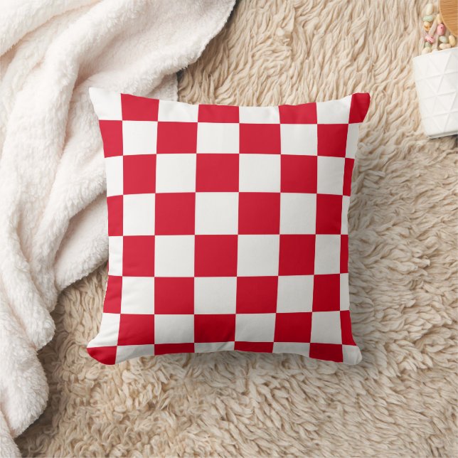 Rood-wit geruit patroon kussen (Deken)