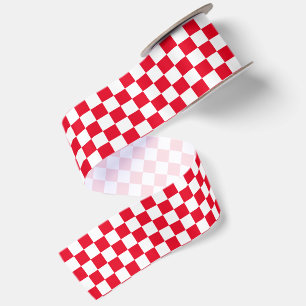 Rood-wit geruit patroon satijnen lint