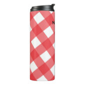 Rood & Wit Geruit Picknickpatroon Thermosbeker (Gedraaid links)