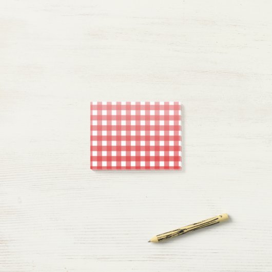 Rood-wit geruit post-it® notes (Op bureau)