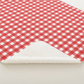 Rood-wit geruit sherpa deken (3/4)