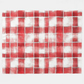 Rood Wit Geruit Strepen Fleece Deken (Voorkant (Horizontaal))