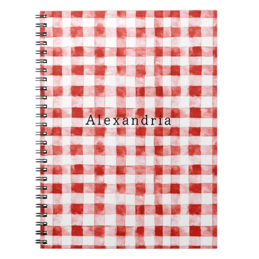 Rood wit geruit strepen notitieboek (Voorkant)