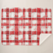 Rood Wit Geruit Strepen Sherpa Deken (Voorkant (horizontaal))