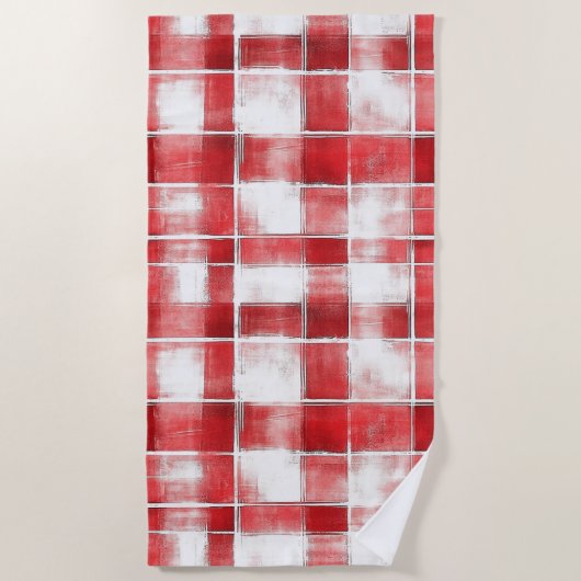 Rood Wit Geruit Strepen Strandlaken (Voorkant)