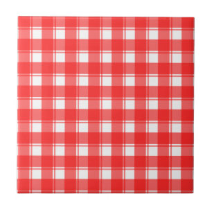 Rood wit geruit strepenpatroon tegeltje