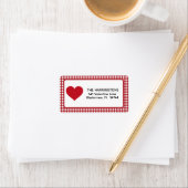 Rood-wit geruit Valentine-hart Etiket (Insitu)