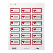 Rood-wit geruit Valentine-hart Etiket (Full Sheet)