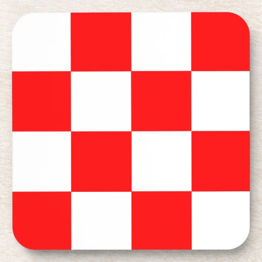 Rood Wit Geruite Controlepatroon Bier Onderzetter (Voorkant)