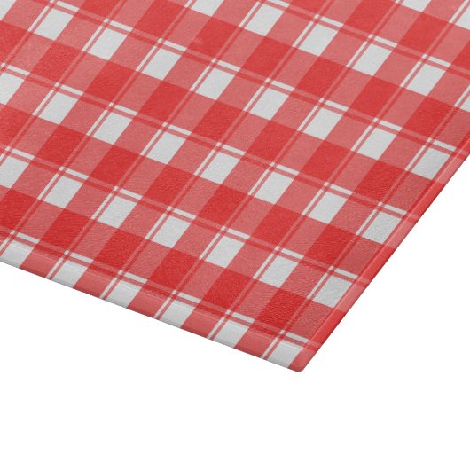 Rood wit geruite geruite glazen snijplank (Hoek)