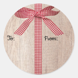 Rood & Wit geruite lint strik kerstcadeau label