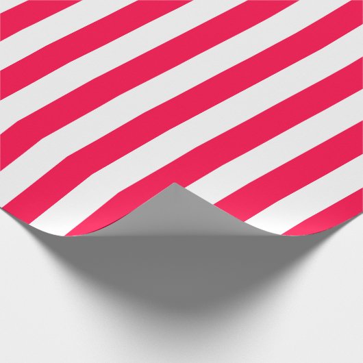 Rood Wit Gestreept Elegant Sjabloon Kerst Cadeaupapier (Hoek)