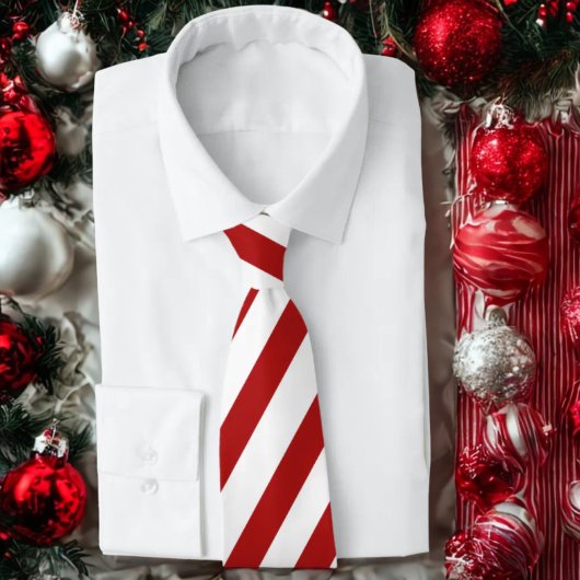 Rood Wit Gestreept Feestelijk Vakantie Stropdas