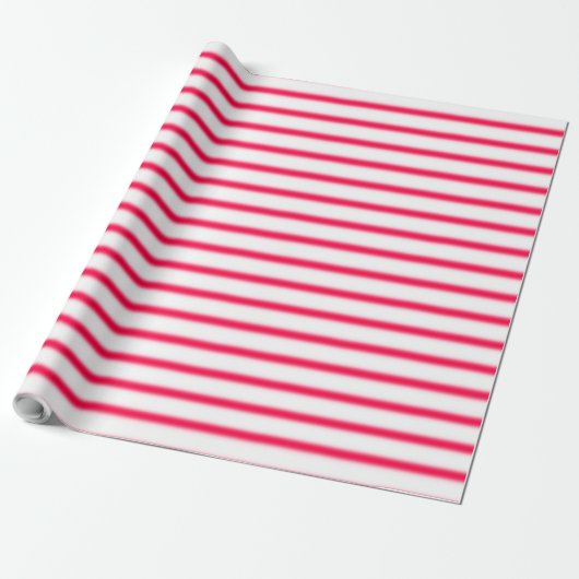 Rood Wit Gestreept Klassiek Kerst Nostalgisch Cadeaupapier (Uitgerold)