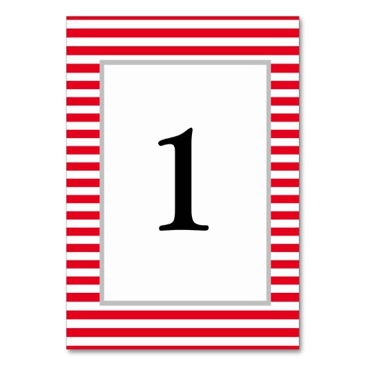 Rood/Wit Gestreept Tafelkaartje met Lijst Kaart (Voorkant)