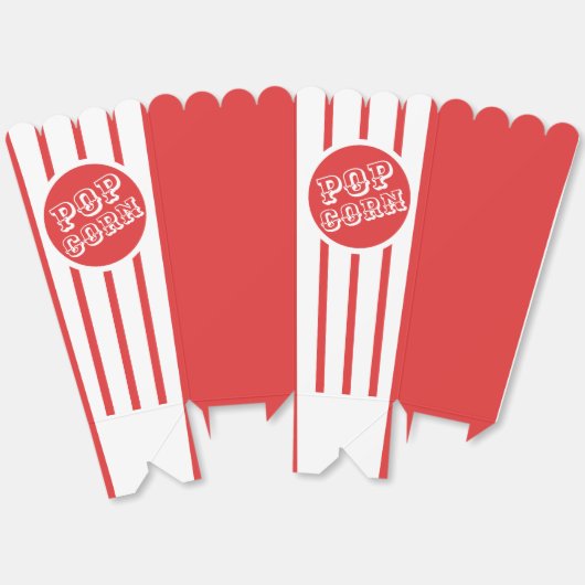Rood & Wit Gestreepte Film Popcorn Bedankdoosjes (Ongevouwen)