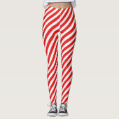 Rood/Wit gestreepte met zij grijze lijn Leggings (Voorkant)