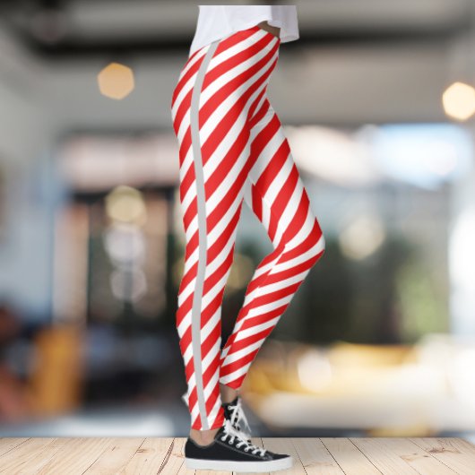 Rood/Wit gestreepte met zij grijze lijn Leggings