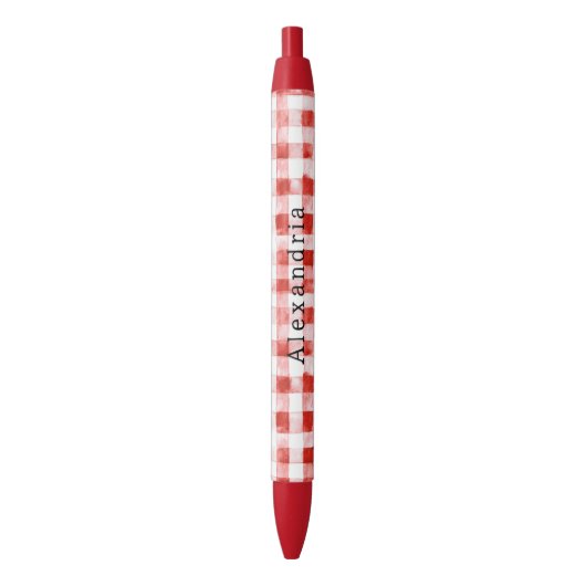 Rood Wit Gestreepte Plaid  Zwarte Inkt Pen (Voorkant Verticaal)