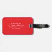 Rood & wit gestreepte Shadow Monogram retro reisla Bagagelabel (Achterkant horizontaal)