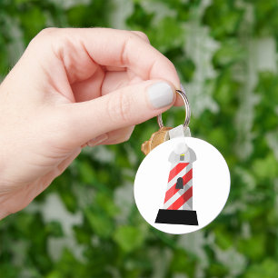 Rood-wit gestreepte vuurtoren sleutelhanger
