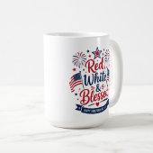 Rood, Wit & Gezegend 4 juli Patriottisch Koffiemok (Voorkant rechts)