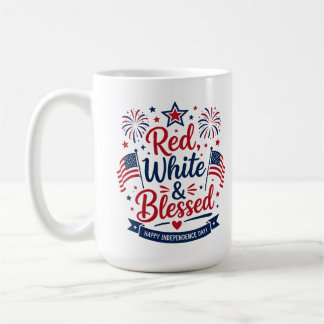 Rood, Wit & Gezegend 4 juli Patriottisch Koffiemok