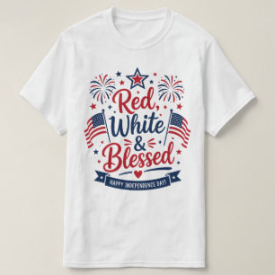 Rood, Wit & Gezegend 4 juli Patriottisch T-shirt