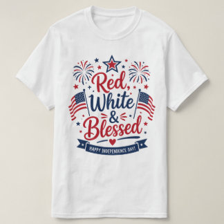Rood, Wit & Gezegend 4 juli Patriottisch T-shirt