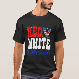 rood wit gezegend 4 juli patriottisch t-shirt