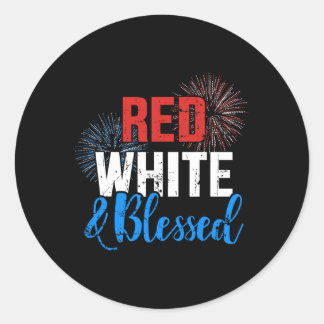 Rood Wit Gezegend Voor Onafhankelijkheidsdag Op 4  Ronde Sticker