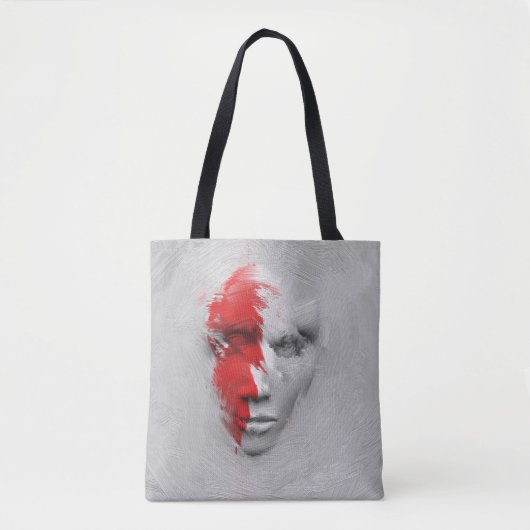 Rood wit gezicht tote bag (Voorkant)