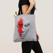 Rood wit gezicht tote bag (Dichtbij)