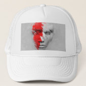Rood wit gezicht trucker pet (Voorkant)