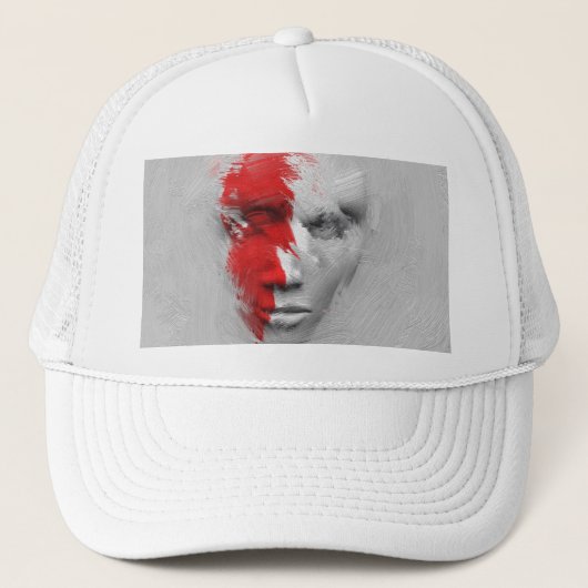 Rood wit gezicht trucker pet (Voorkant)