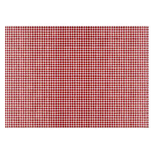 Rood-Wit Gingham-11 x 8 GLASS CUTTING BOARD Snijplank (Voorkant)